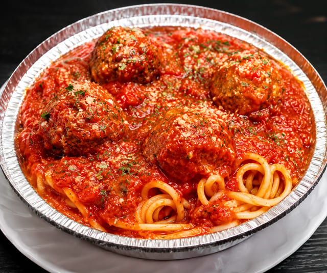 Meatballs Parmigiana Ziti or Spaghetti.