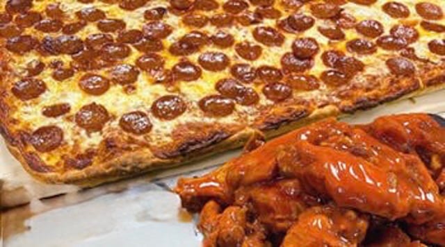 Sheet Cheese Pizza & Wings.